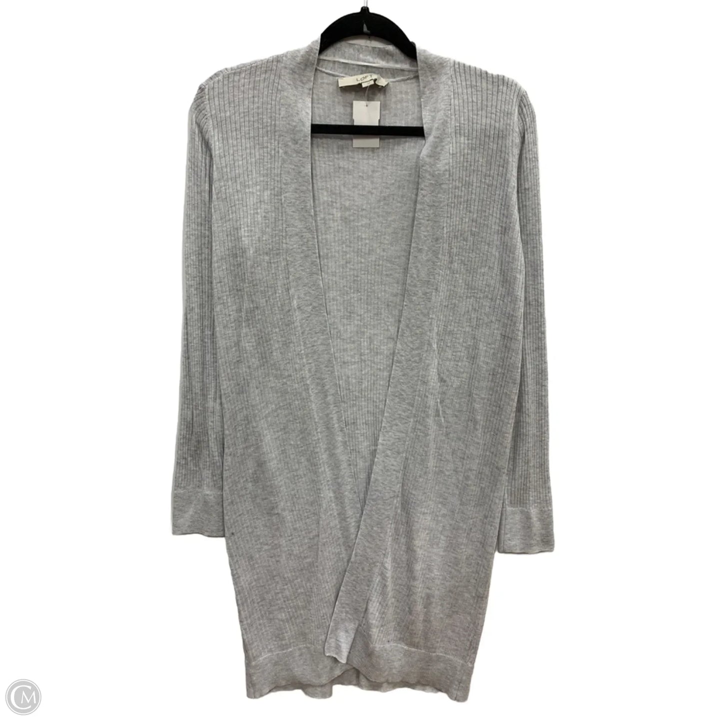 Sweater Cardigan By Loft In Grey, Size: L
