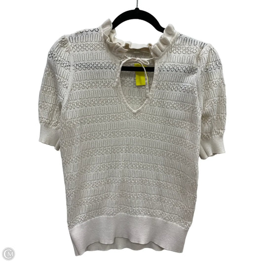 Sweater Short Sleeve By Loft In White, Size: M
