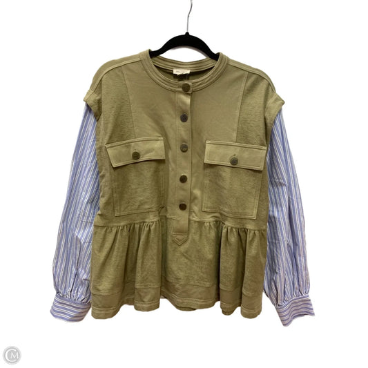 Top Long Sleeve By Pilcro In Green, Size: S