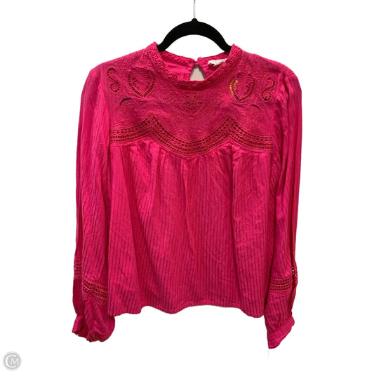 Top Long Sleeve By Anthropologie In Pink, Size: M