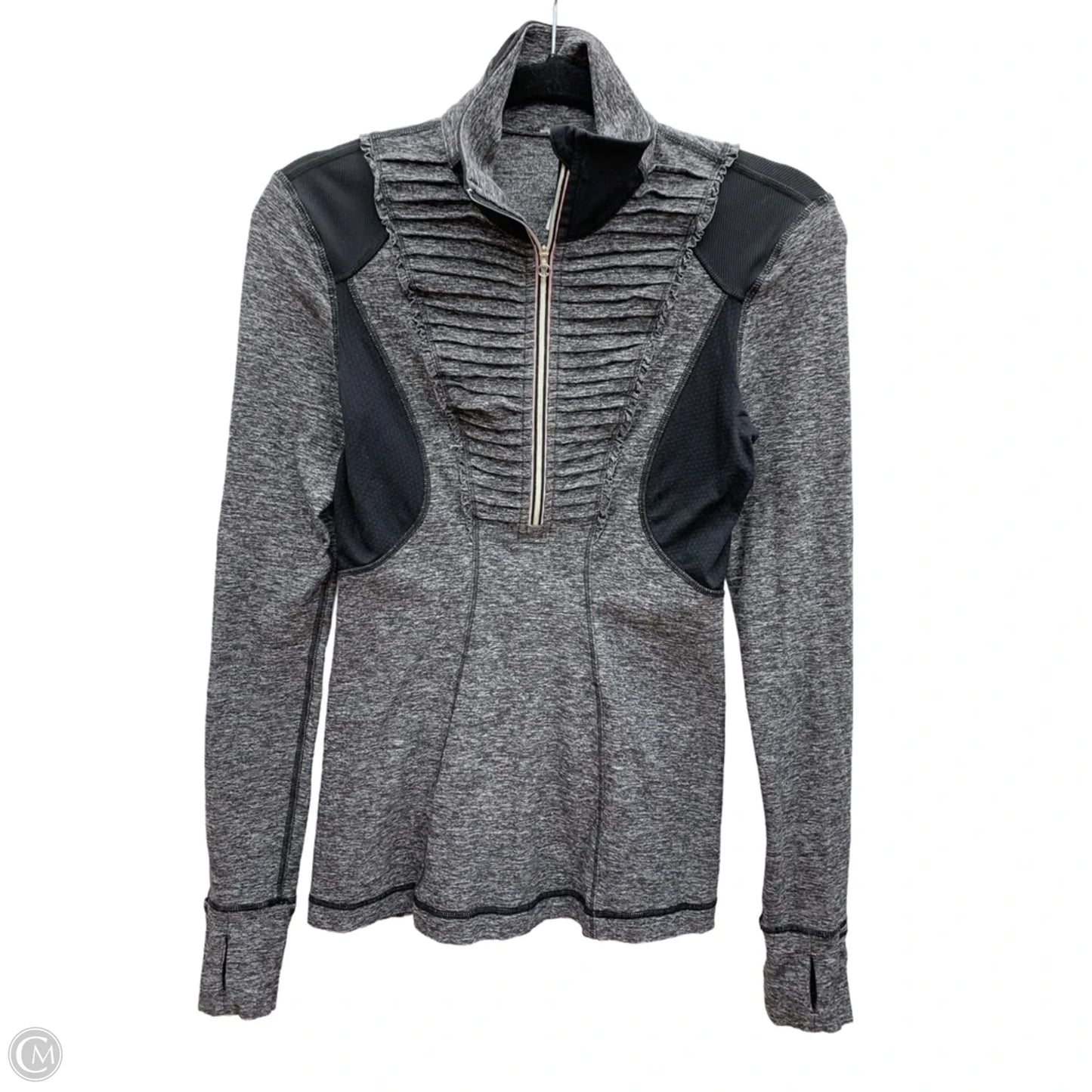 Athletic Top Long Sleeve Collar By Lululemon In Grey, Size: 4