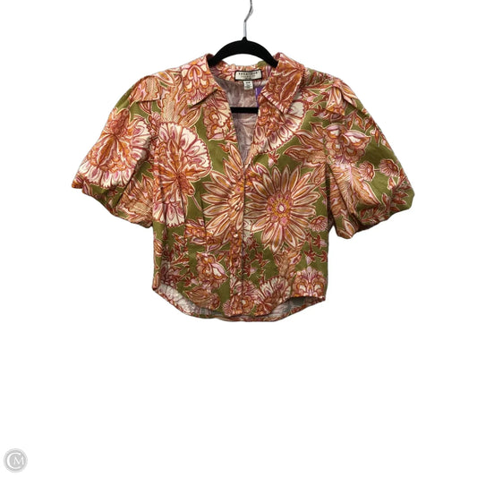 Top Short Sleeve By Bagatelle In Green & Orange, Size: M