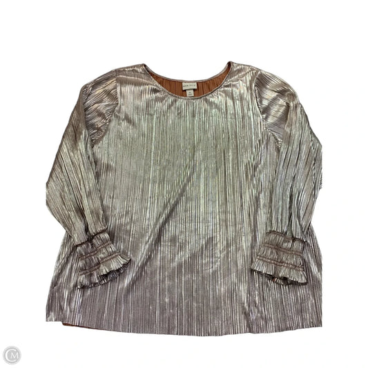Blouse Long Sleeve By Ava & Viv In Silver, Size: 2x