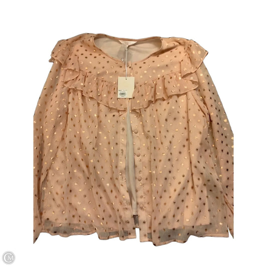 Blouse Long Sleeve By Lauren By Ralph Lauren In Peach, Size: Xl