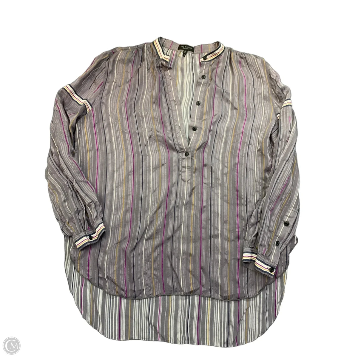 Blouse Long Sleeve By Rag And Bone In Striped Pattern, Size: L