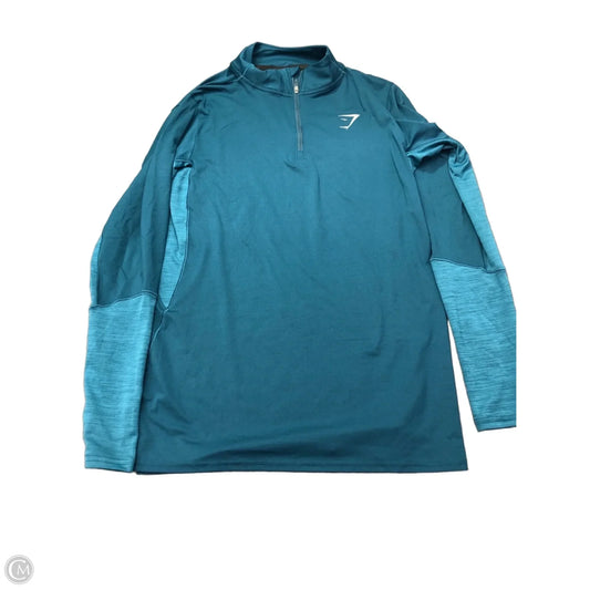 Athletic Top Long Sleeve Collar By Gym Shark In Blue, Size: S