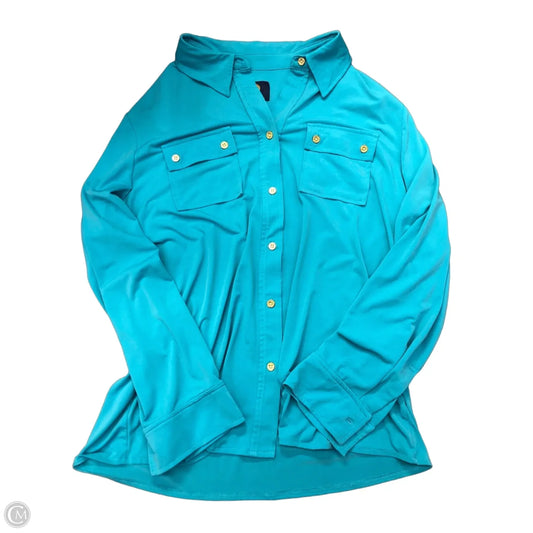 Blouse Long Sleeve By Adrienne Vittadini In Blue, Size: L