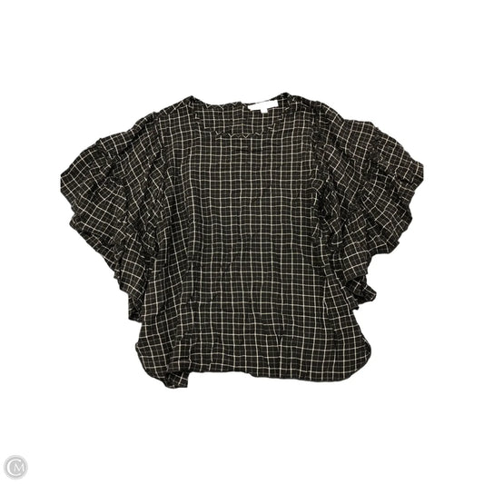 Top Short Sleeve By Loft In Plaid Pattern, Size: M