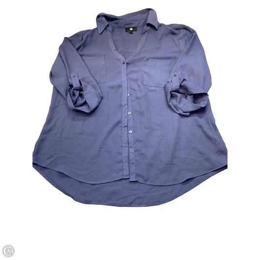 Blouse Long Sleeve By Iz Byer In Blue, Size: Xxl