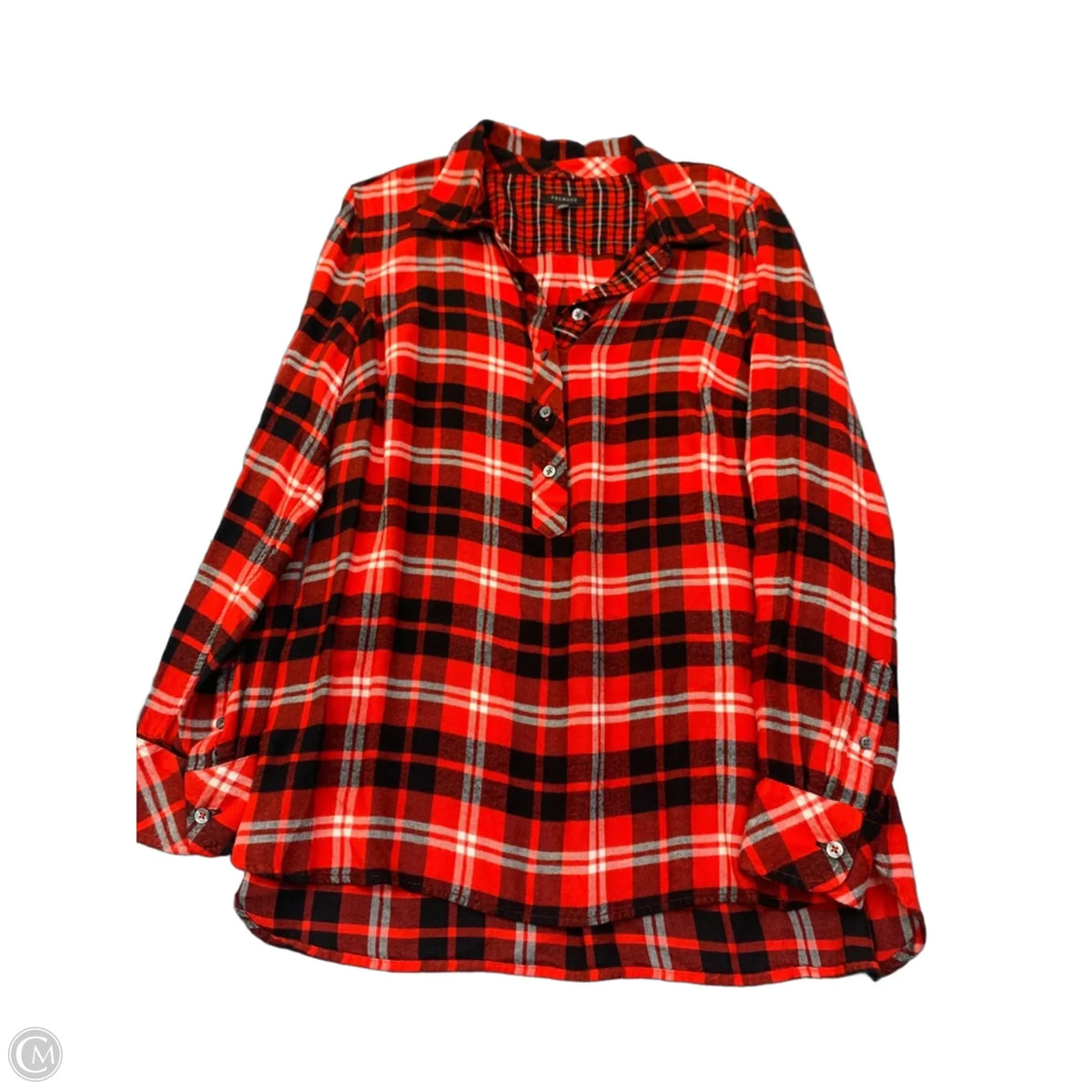 Top Long Sleeve By Talbots In Plaid Pattern, Size: M