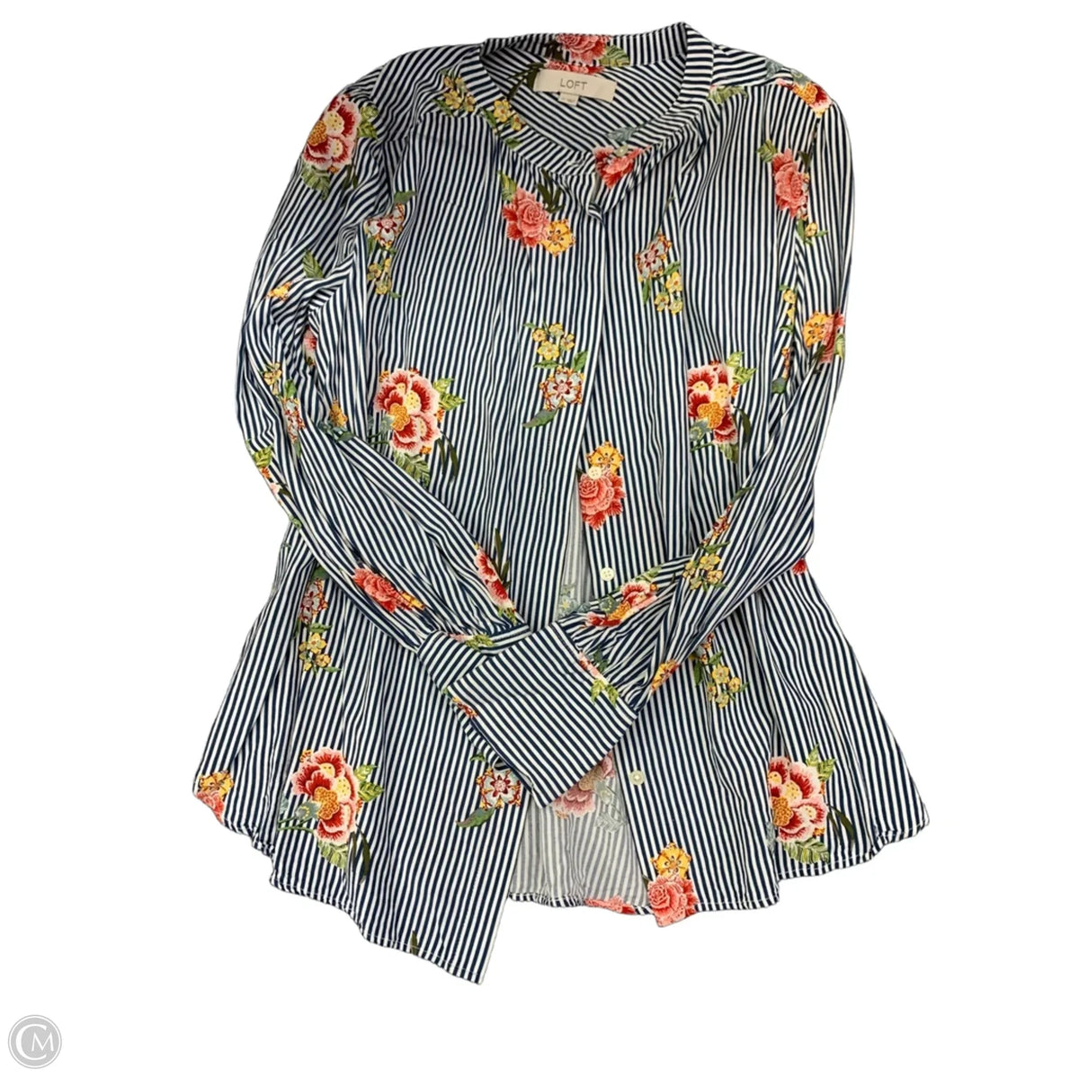 Top Long Sleeve By Loft In Striped Pattern, Size: M