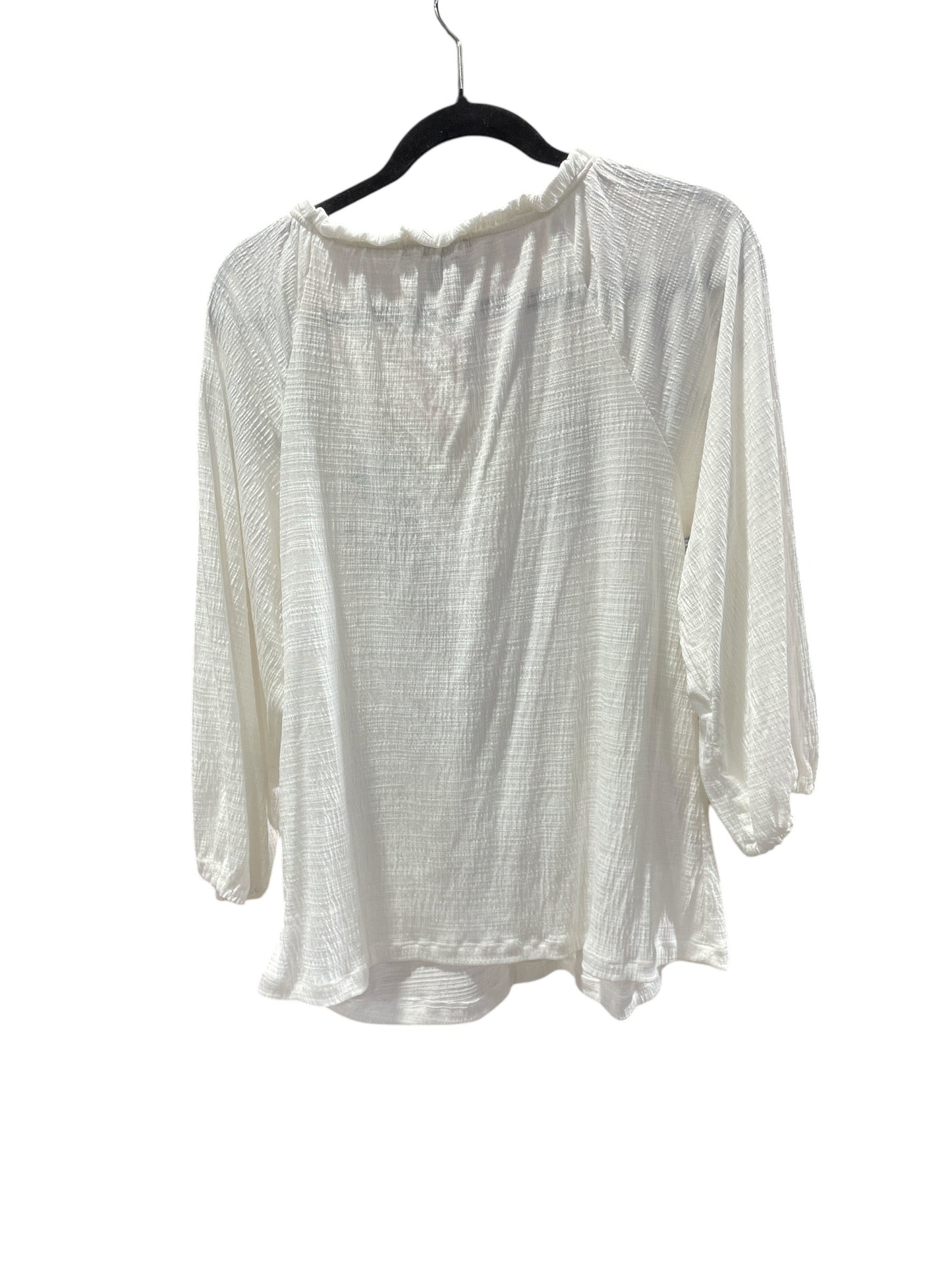 Top Long Sleeve By Cable And Gauge In Blue & White, Size: Xl