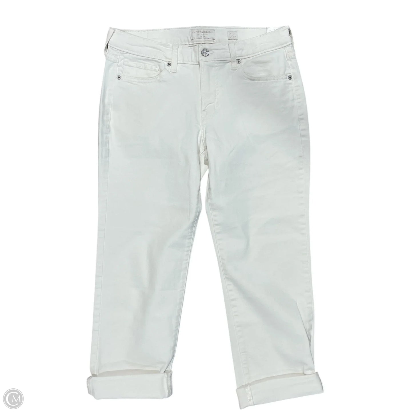 Jeans Cropped By Lucky Brand In Cream Denim, Size: 4