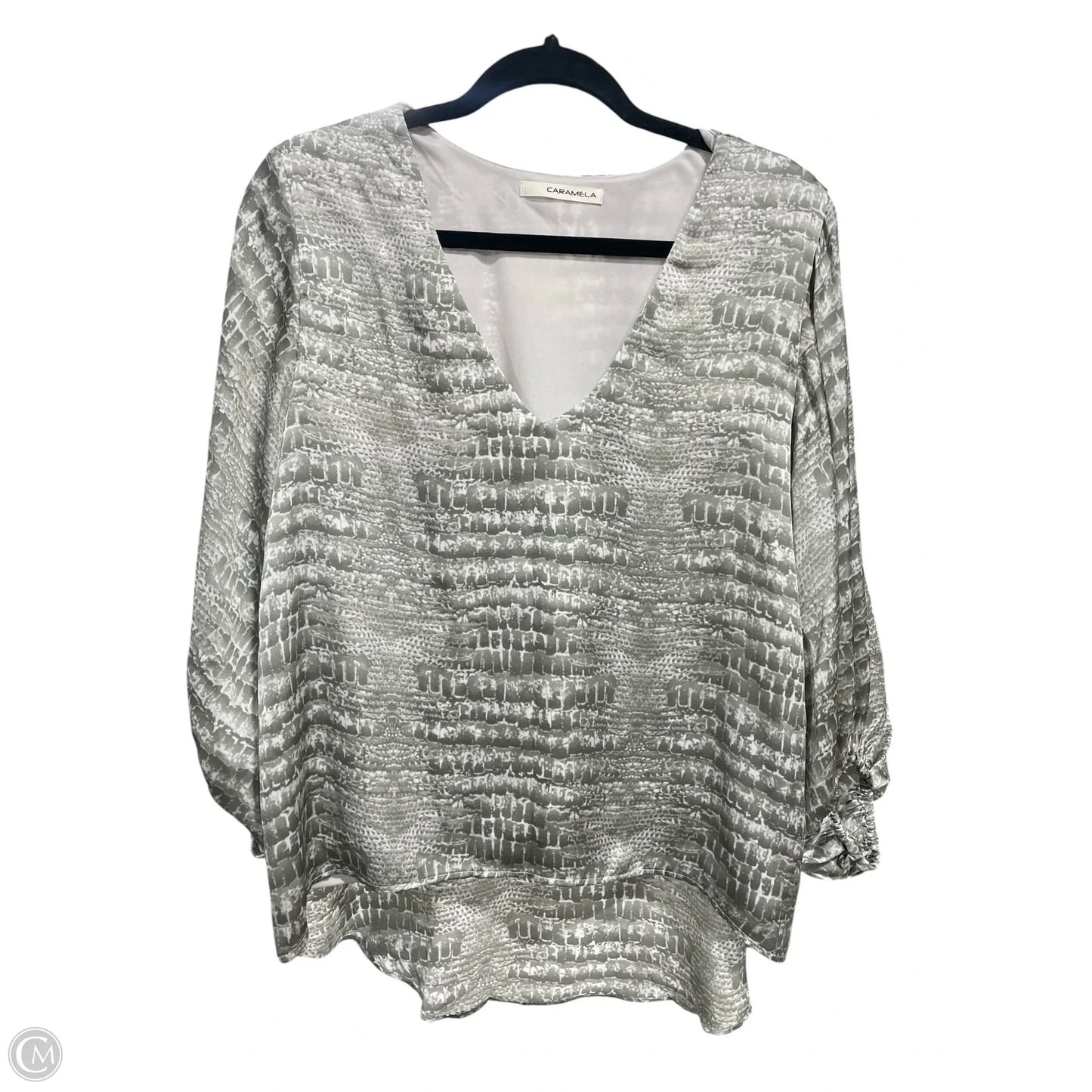 Blouse Long Sleeve By Clothes Mentor In Grey & White, Size: L