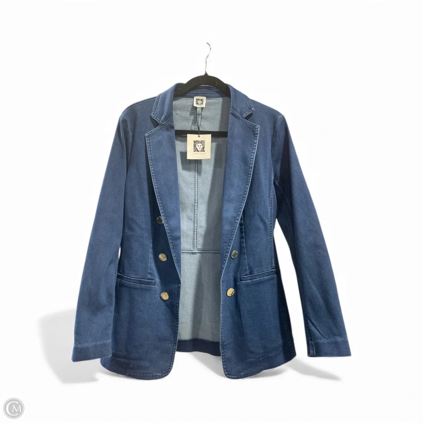 Blazer By Anne Klein In Blue Denim, Size: S