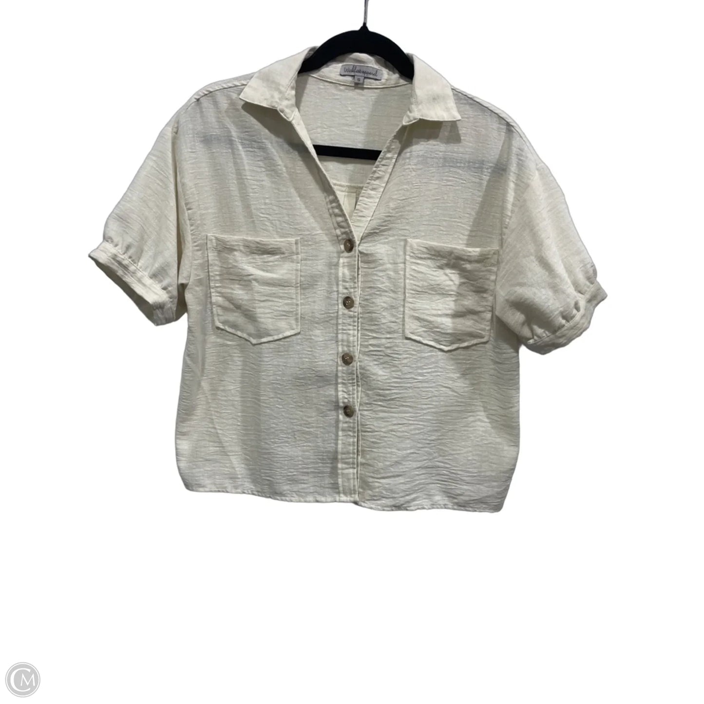 Top Short Sleeve By Wishlist In Cream, Size: S