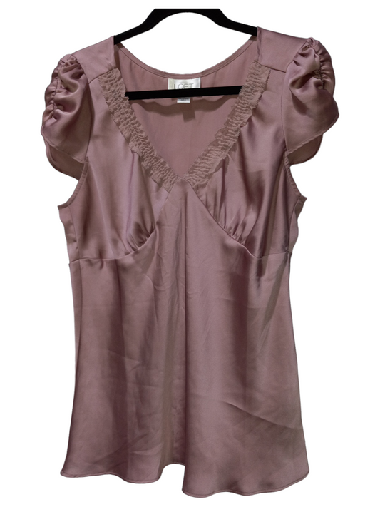 Pink Blouse Short Sleeve Loft, Size L