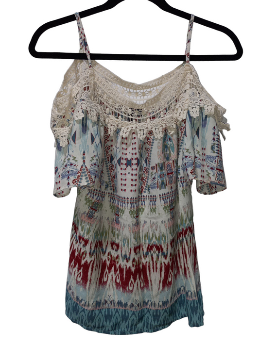 Multi-colored Blouse Short Sleeve Heart And Soul, Size L