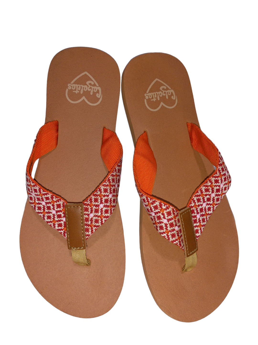 Orange & White Sandals Flip Flops Clothes Mentor, Size 8