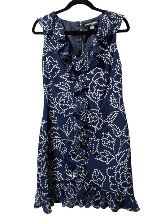 Dress Party Midi By Karl Lagerfeld In Blue & White, Size: M