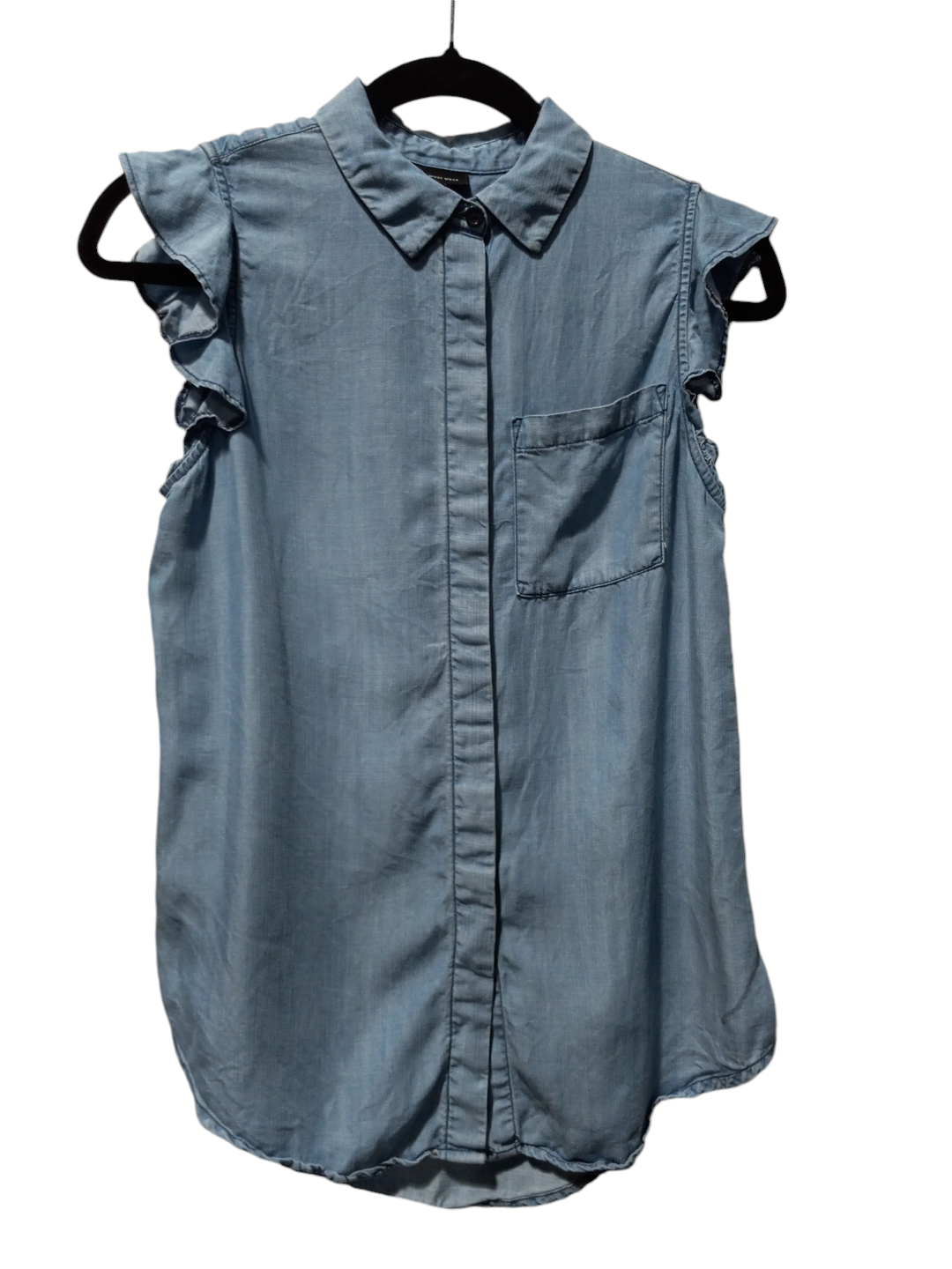 Top Sleeveless By Who What Wear In Blue Denim, Size: Xs