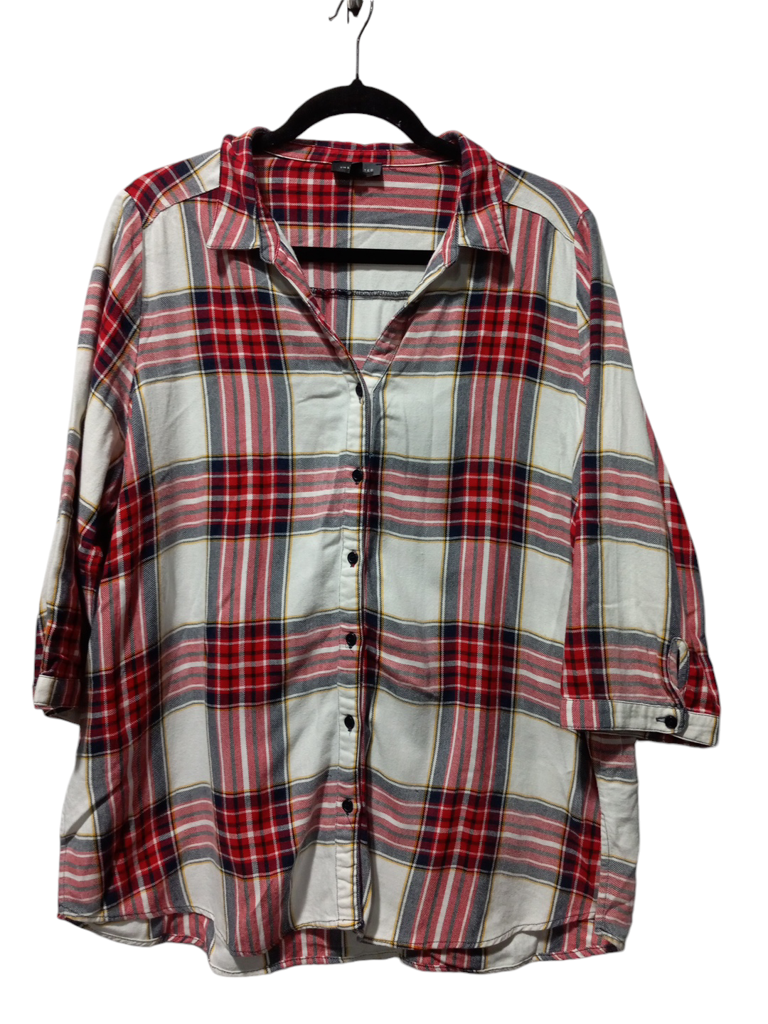 Top Long Sleeve By Limited In Plaid Pattern, Size: Xl