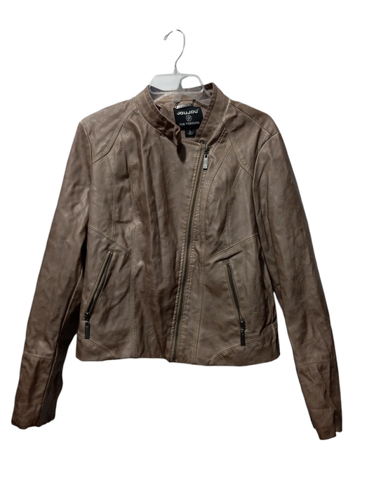 Jacket Leather By Versona In Brown, Size: L