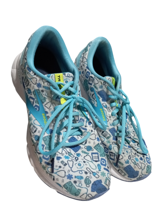 Shoes Sneakers By Brooks In Blue & White, Size: 9.5