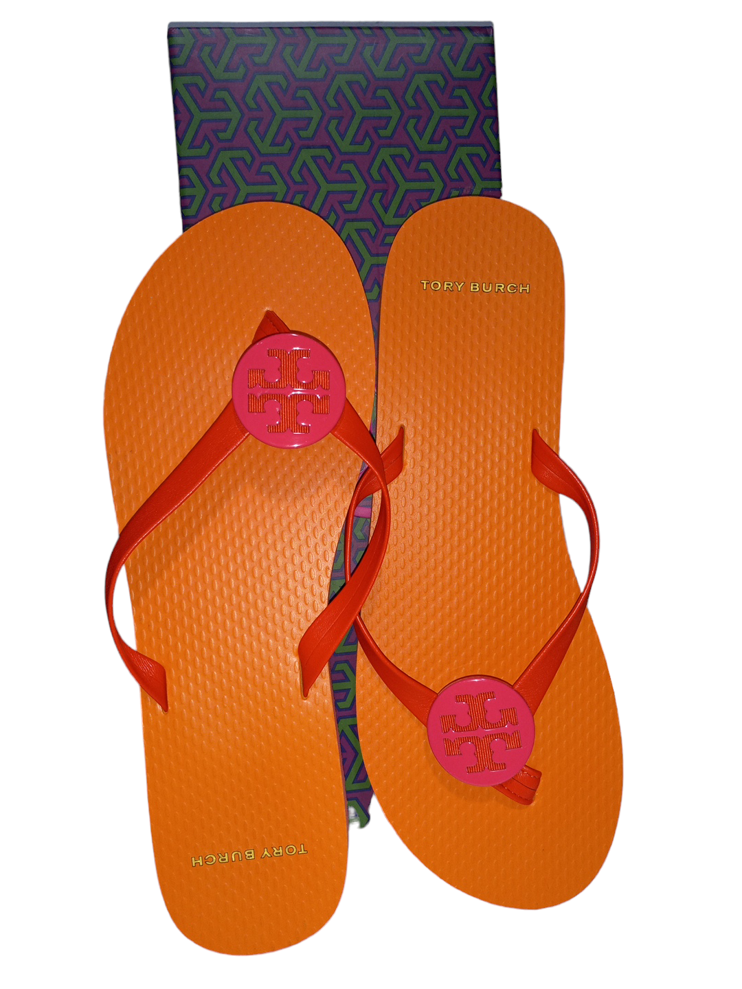 Orange Sandals Flip Flops Tory Burch, Size 8