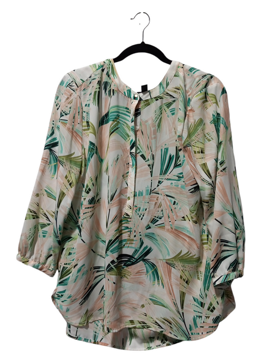 Blouse Long Sleeve By Jm Collections In Tropical Print, Size: L