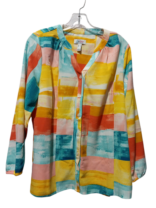 Blouse Long Sleeve By Denim And Company In Multi-colored, Size: M