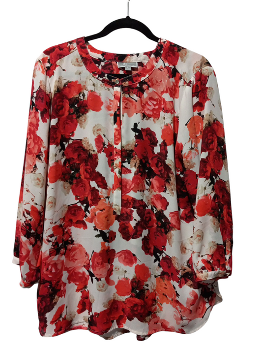 Blouse Long Sleeve By Jm Collections In Floral Print, Size: L