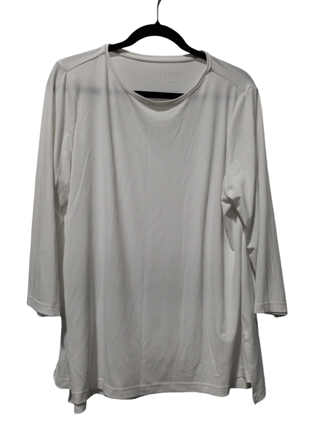 Blouse 3/4 Sleeve By Susan Graver In White, Size: L