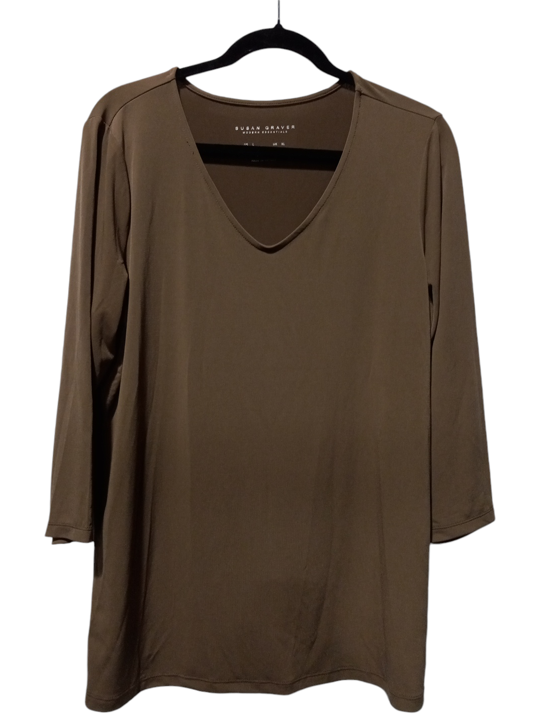 Blouse 3/4 Sleeve By Susan Graver In Brown, Size: L