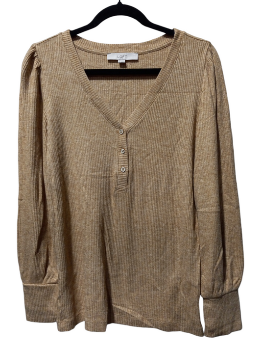 Top Long Sleeve By Loft In Tan, Size: M