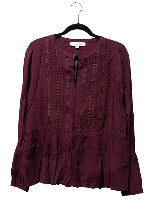 Blouse Long Sleeve By Loft In Purple, Size: Xs