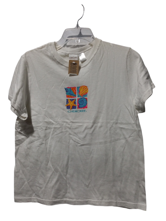 Top Short Sleeve By Cherokee In White, Size: L