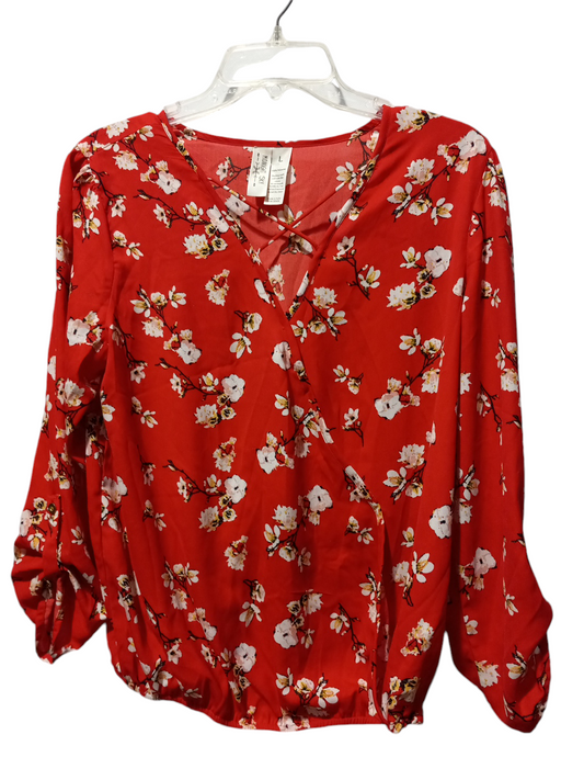 Blouse Long Sleeve By Clothes Mentor In Floral Print, Size: L