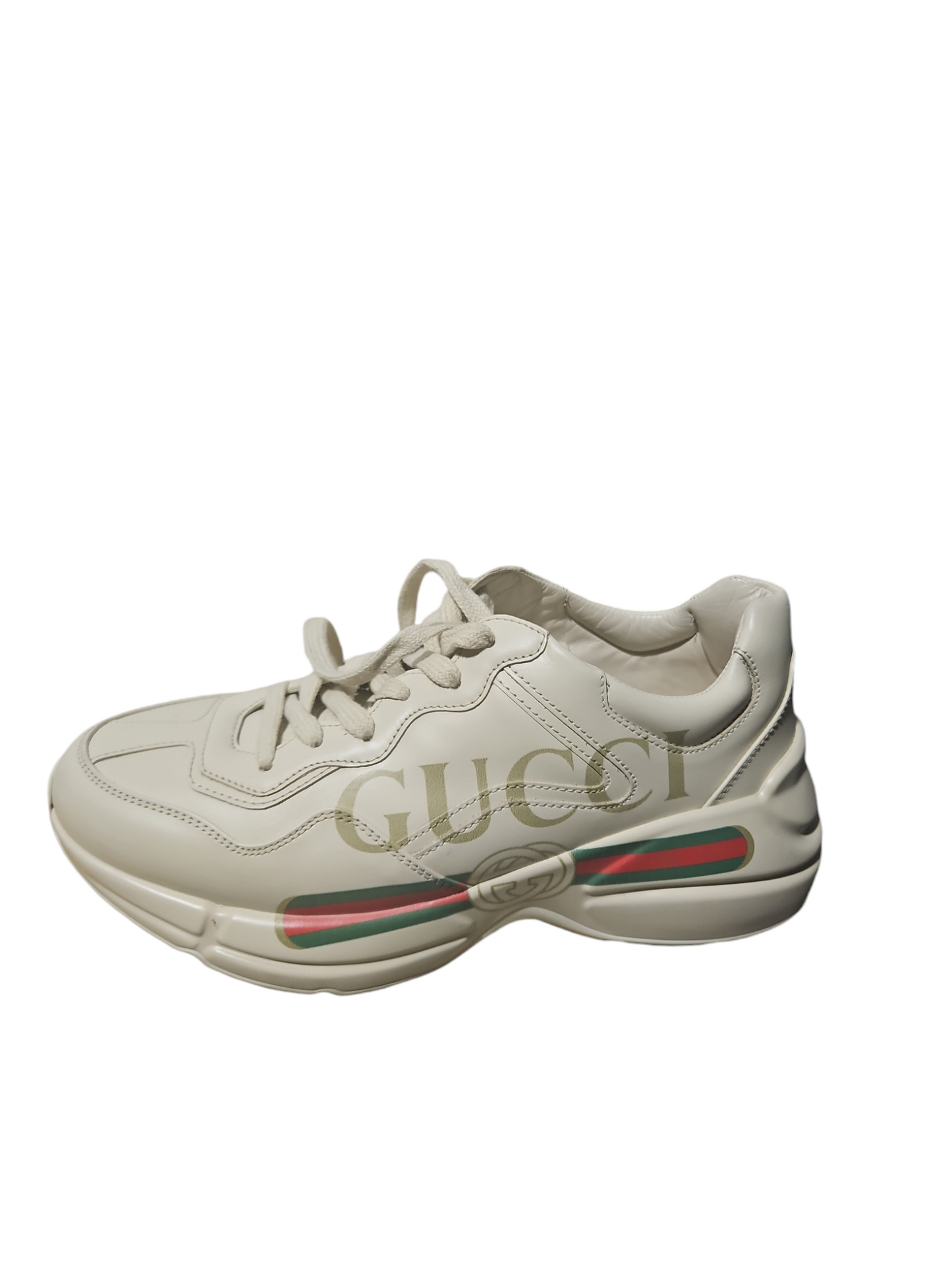 Shoes Luxury Designer By Gucci In Cream, Size: 8.5