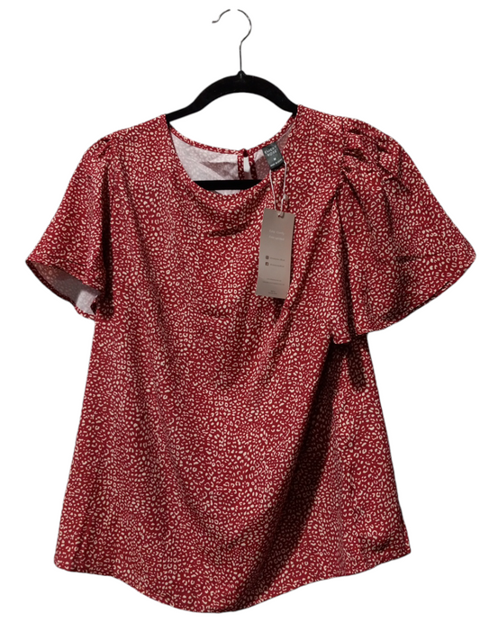 Blouse Short Sleeve By Clothes Mentor In Red & White, Size: M