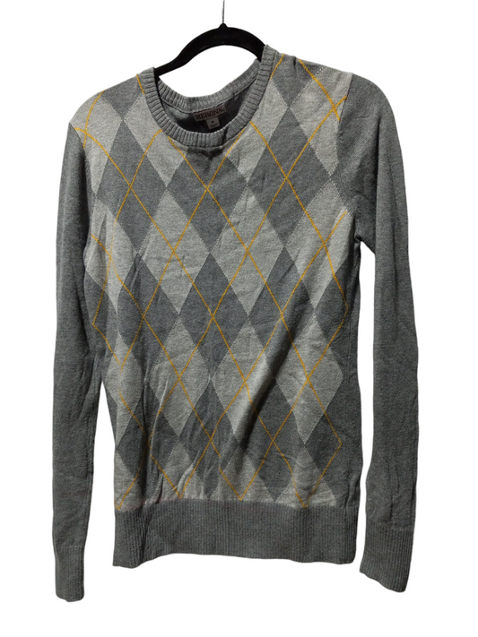 Top Long Sleeve By Merona In Grey & Yellow, Size: M