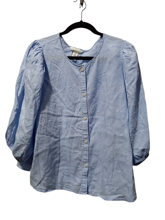 Blouse 3/4 Sleeve By H&m In Blue, Size: Xl