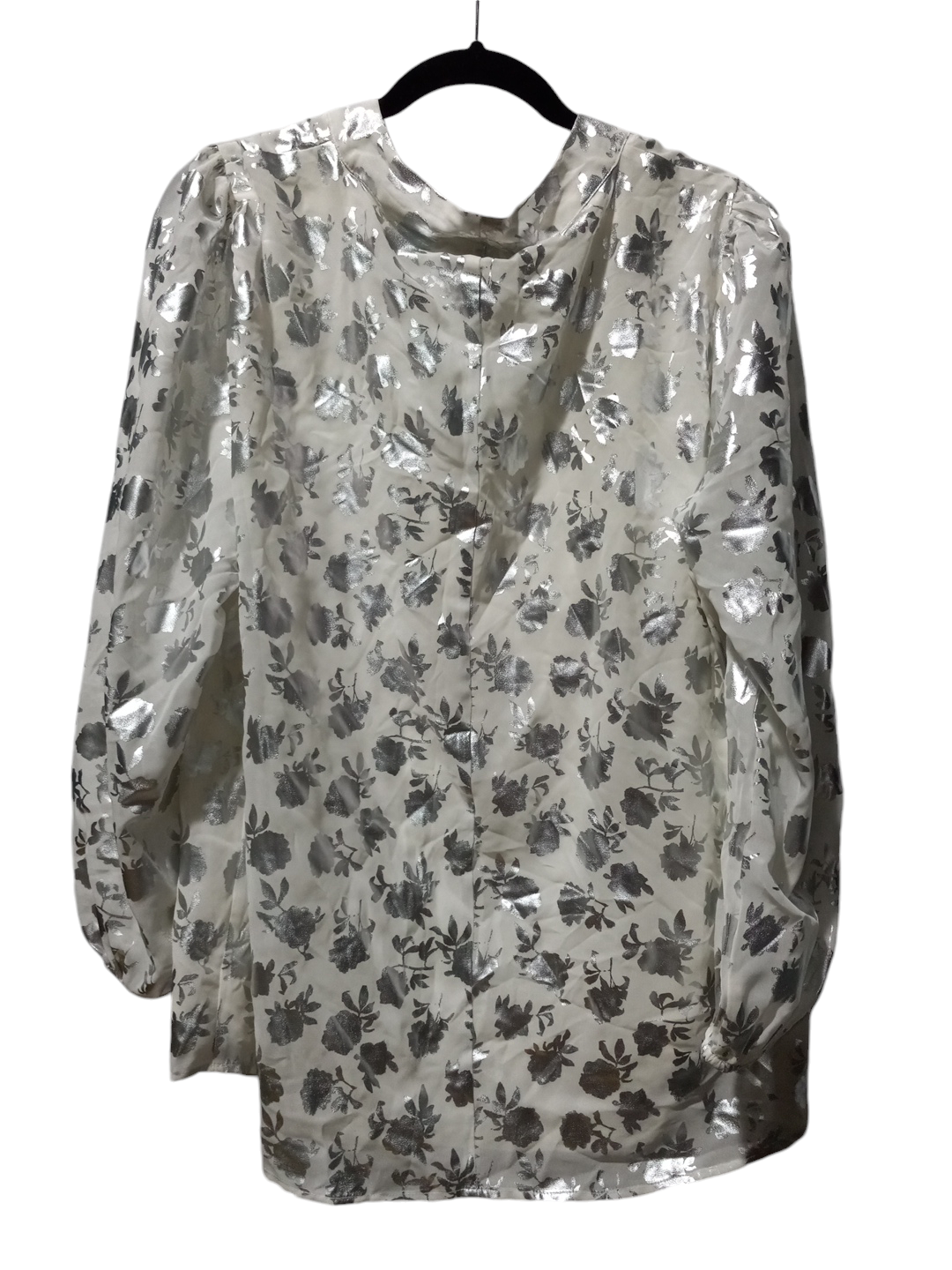 Blouse Long Sleeve By Lane Bryant In Silver & White, Size: 1x