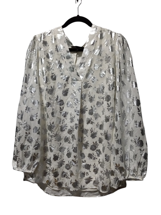 Blouse Long Sleeve By Lane Bryant In Silver & White, Size: 1x