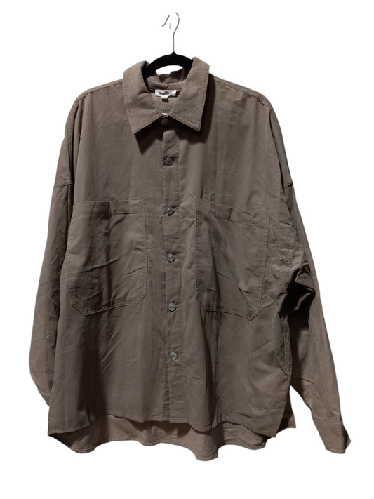 Jacket Shirt By Clothes Mentor In Taupe, Size: 1x