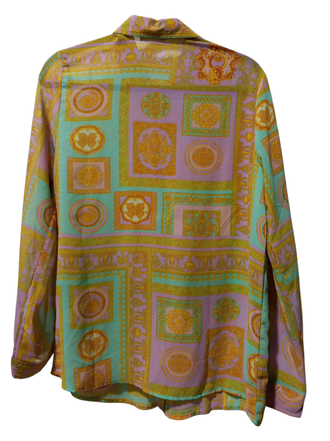 Blouse Long Sleeve By Timing In Multi-colored, Size: L