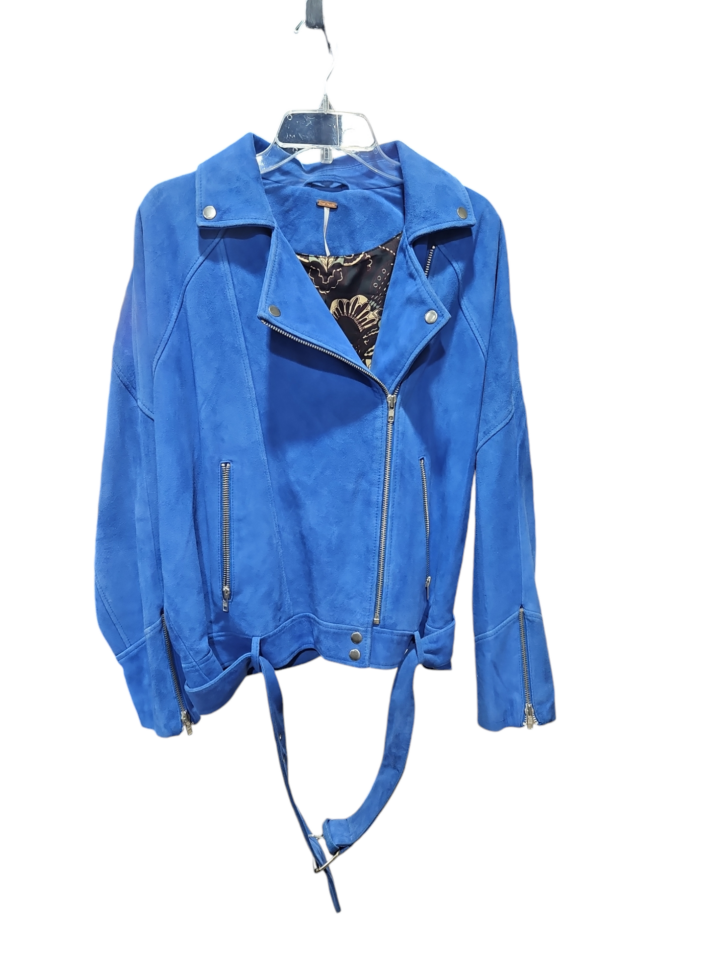 Jacket Leather By Free People In Blue, Size: L