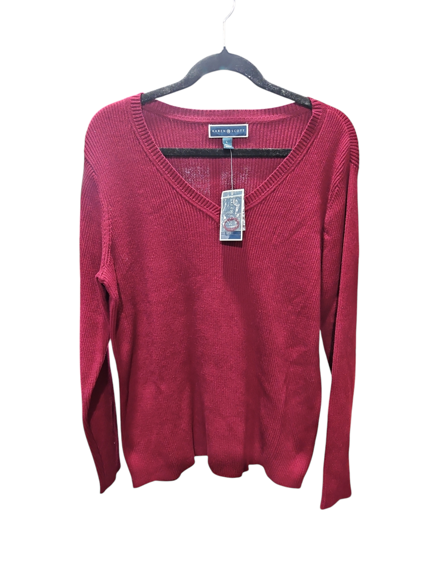 Sweater By Karen Scott In Maroon, Size: L