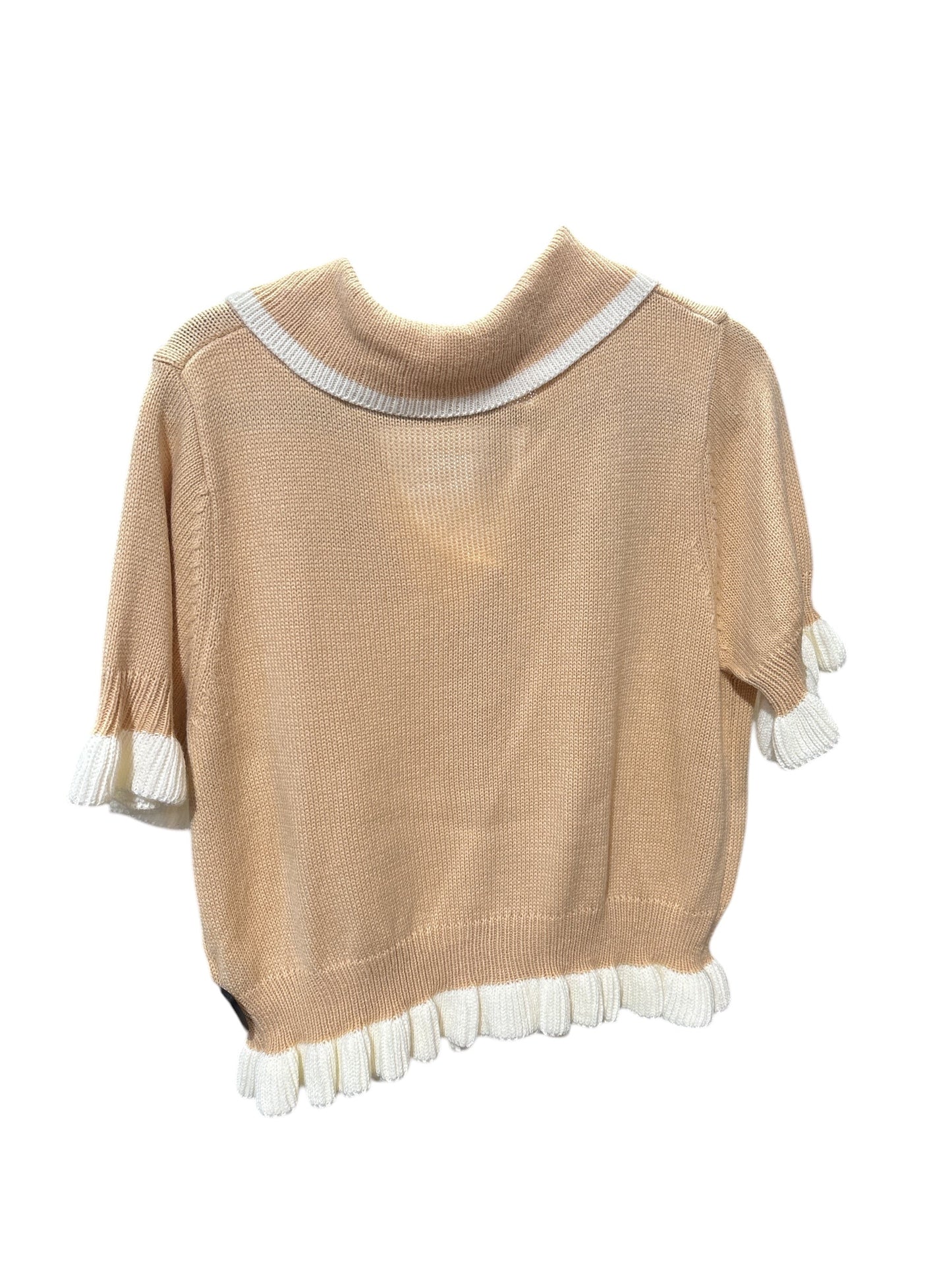 Blouse Short Sleeve By Shein In Tan & White, Size: 1x