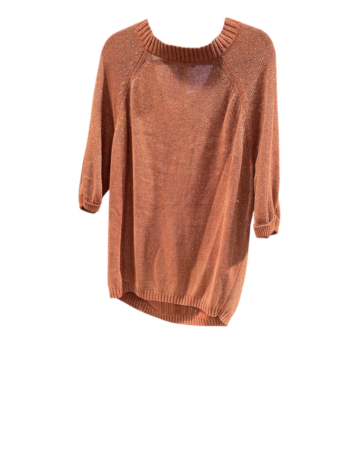 Blouse 3/4 Sleeve By Gloria Vanderbilt In Brown & Gold, Size: Xl